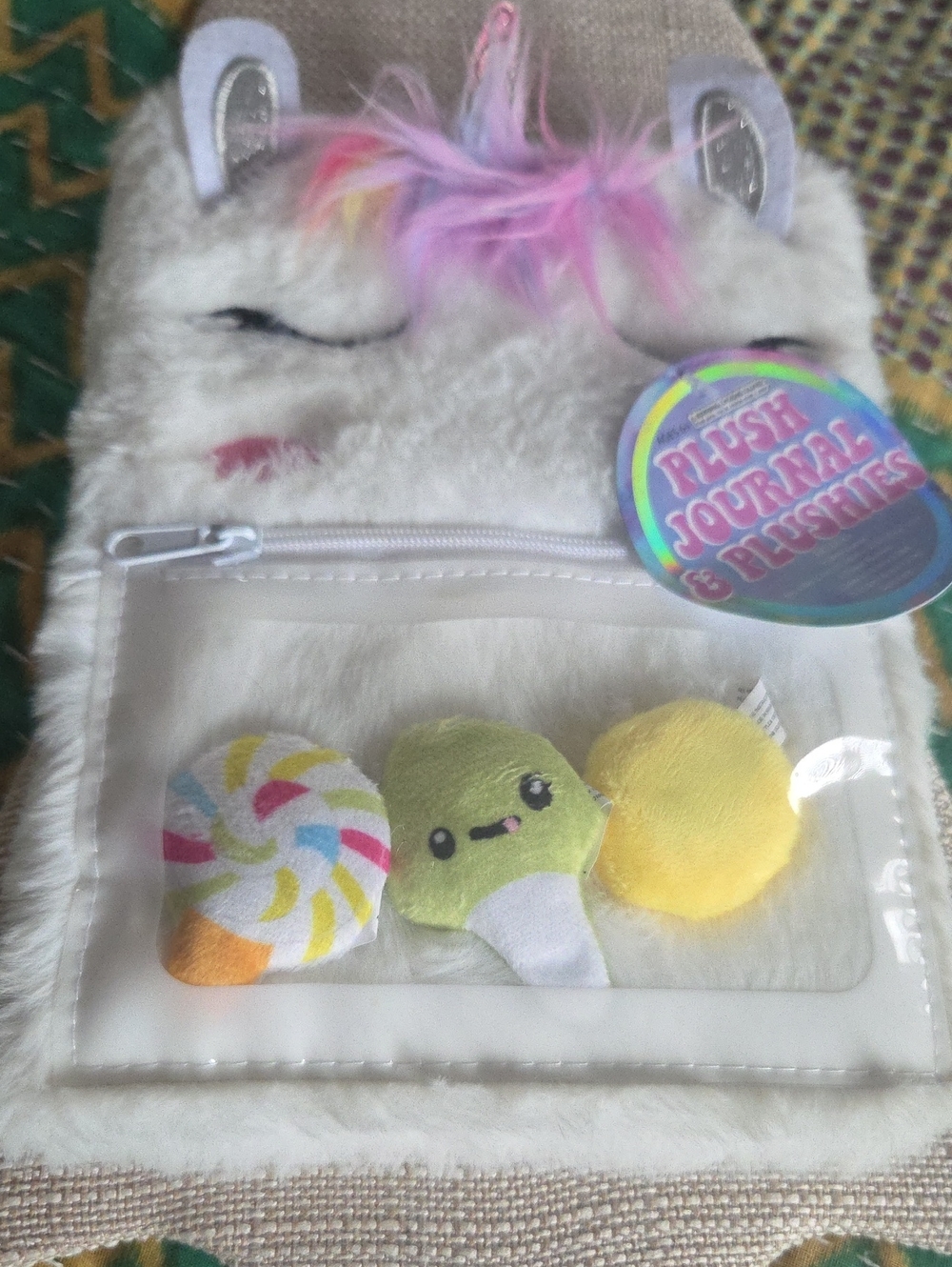 Plush Unicorn Kids Journal with 3 Plushies In A Clear Pocket